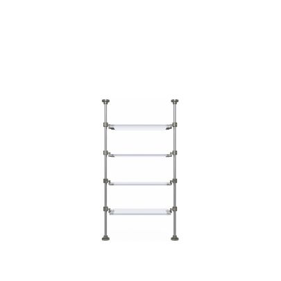 Countertop to Ceiling Mount Glass Shelving