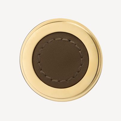 Split Unlacquered Polished Brass and Pewter Leather Finish Swatch(Finish ID : 69)